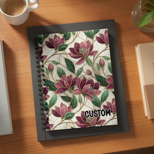 Elegant Floral Design Custom Notebook with Spiral Binding
