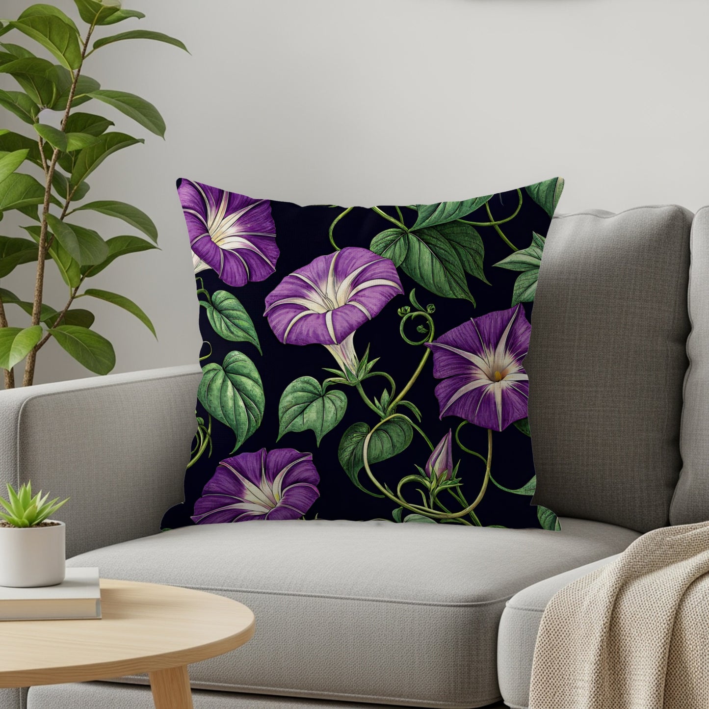 Botanical Throw Pillow with Vibrant Floral Design