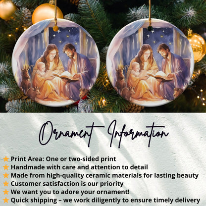 Hand-painted Holy Family Christmas Ornament product