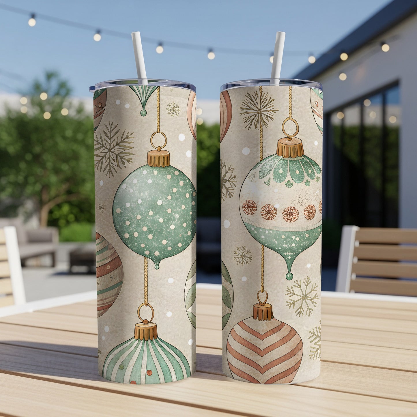 Festive Christmas Ornaments Tumbler Holiday Drinkware