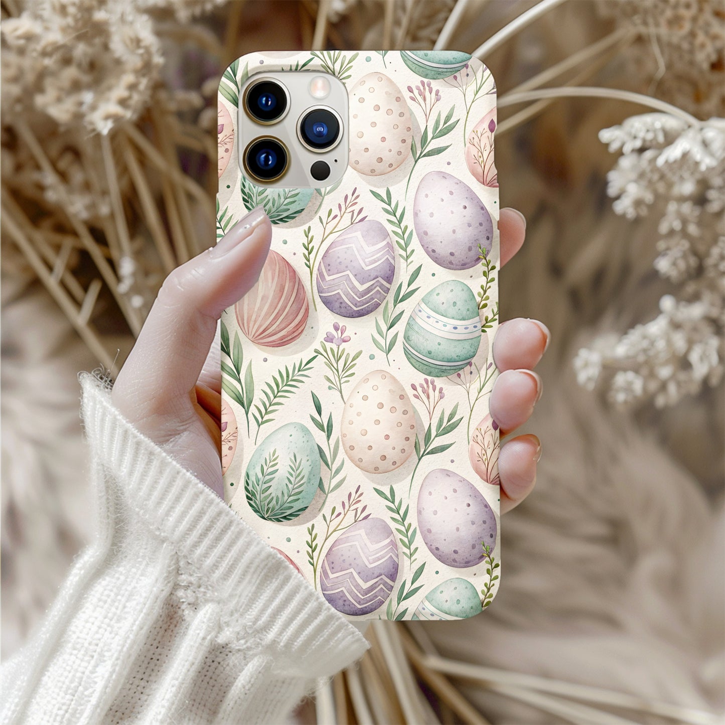 Painted Easter Eggs Pattern Pastel Colors Floral Custom Phone Case - Walk Greener