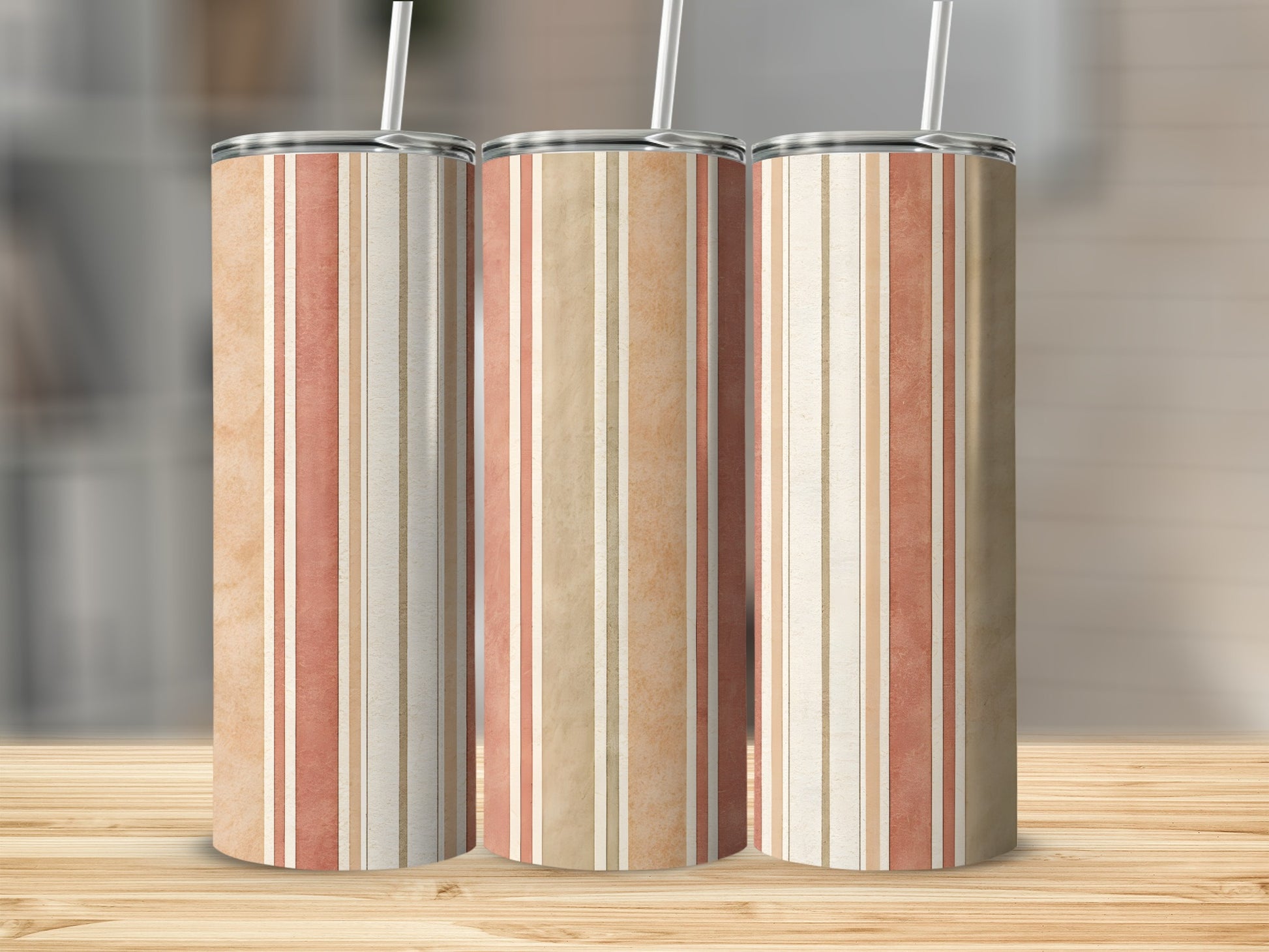 Vintage Inspired Stripe Pattern Insulated Tumbler Product