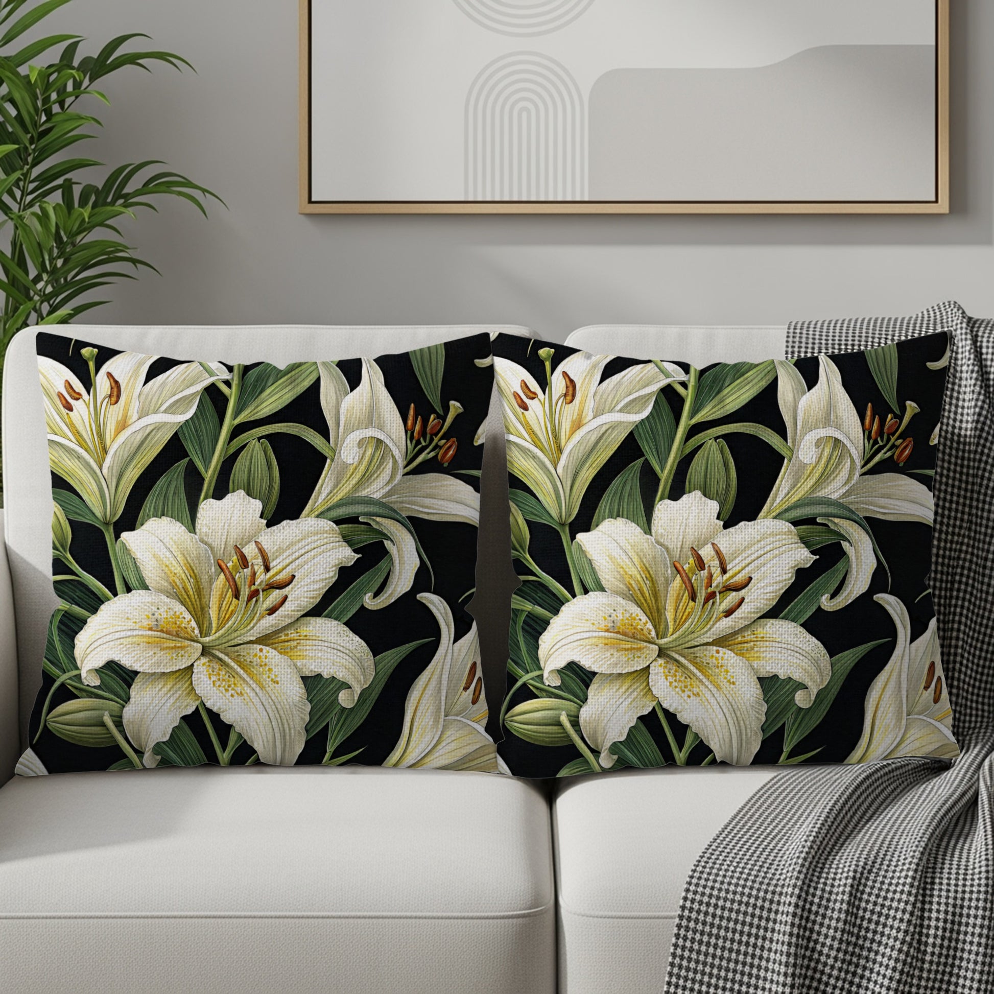 Elegant White Lily Floral Decorative Cushion Covers