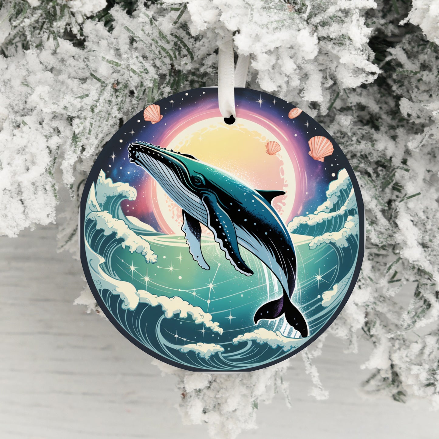 Whale with Moon Art Christmas Decoration product type
