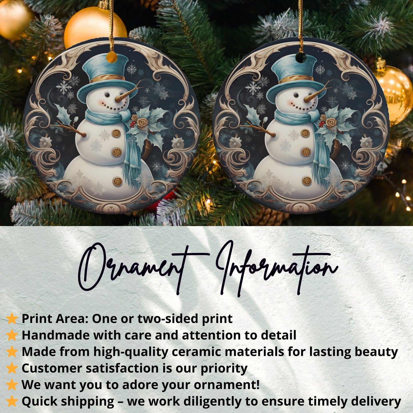 Snowman Christmas Ornament Festive Decorative Print product