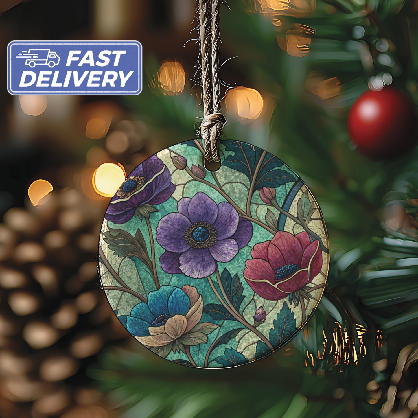 Beautiful Floral Design Christmas Tree Ornament