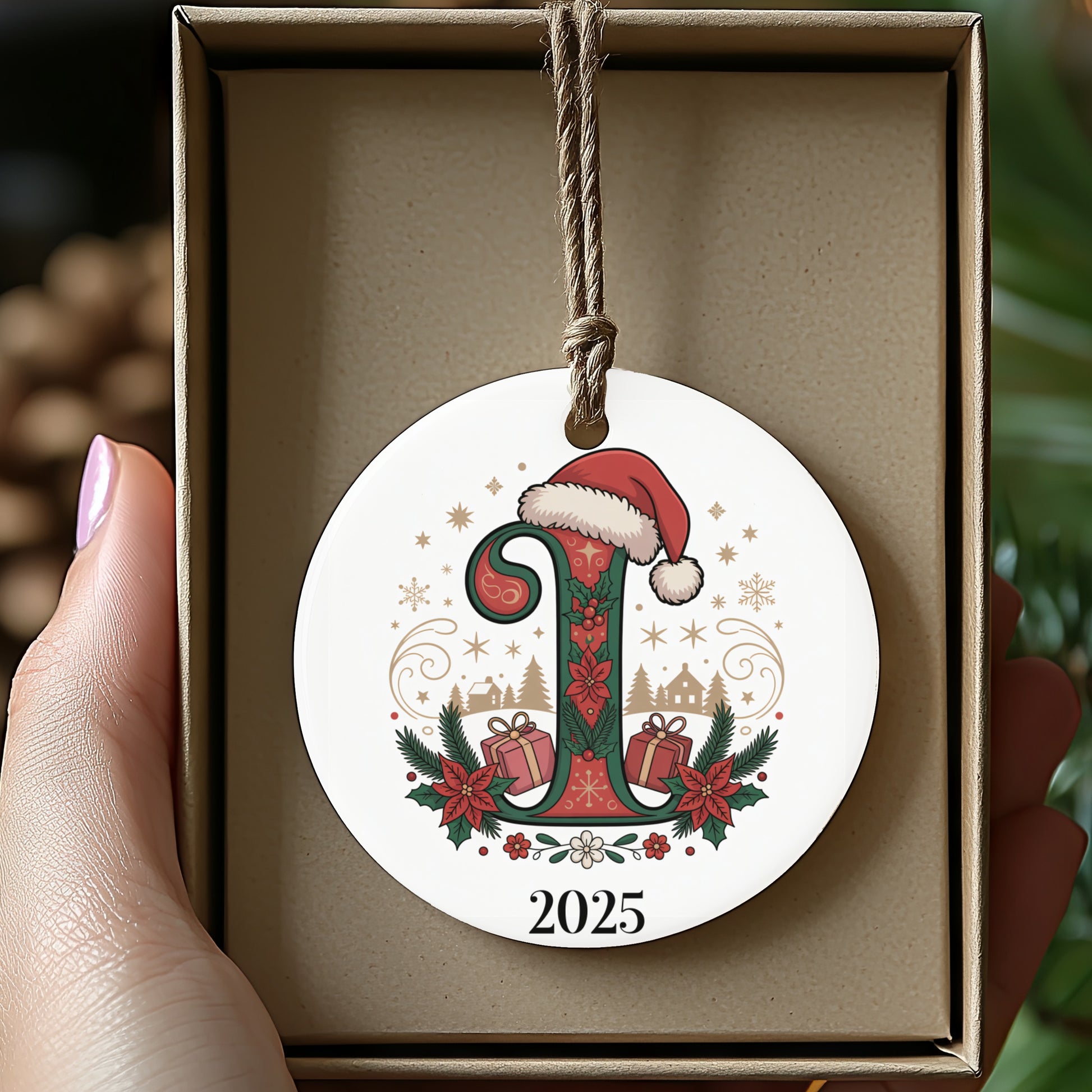 Festive 2025 Christmas Ornament with Santa Hat product type