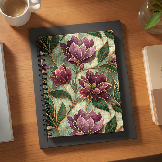 Elegant Floral Spiral Bound Notebook Journal