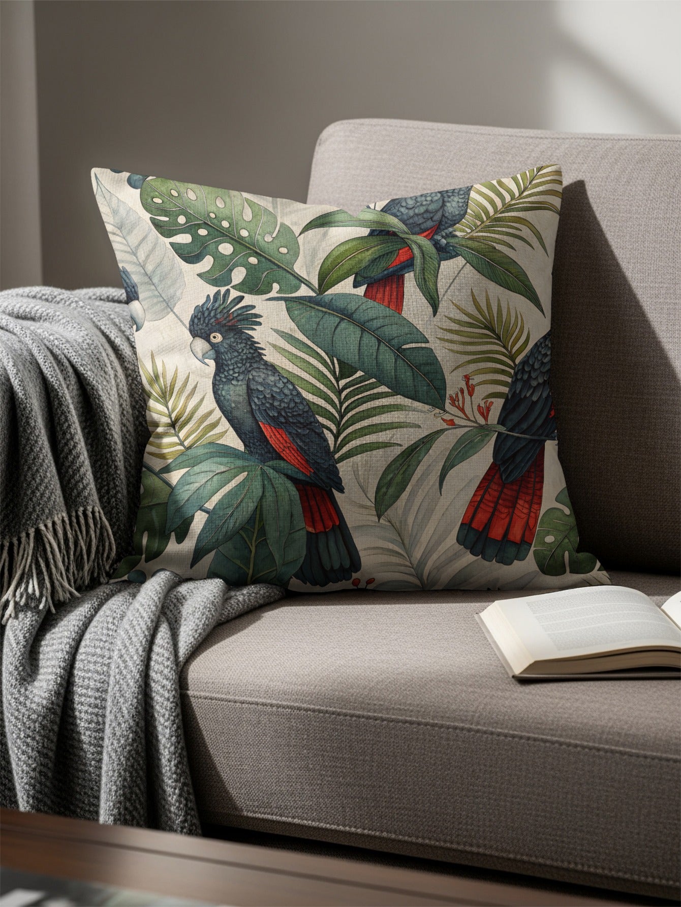 Tropical Parrot Design Decorative Throw Pillow Cover