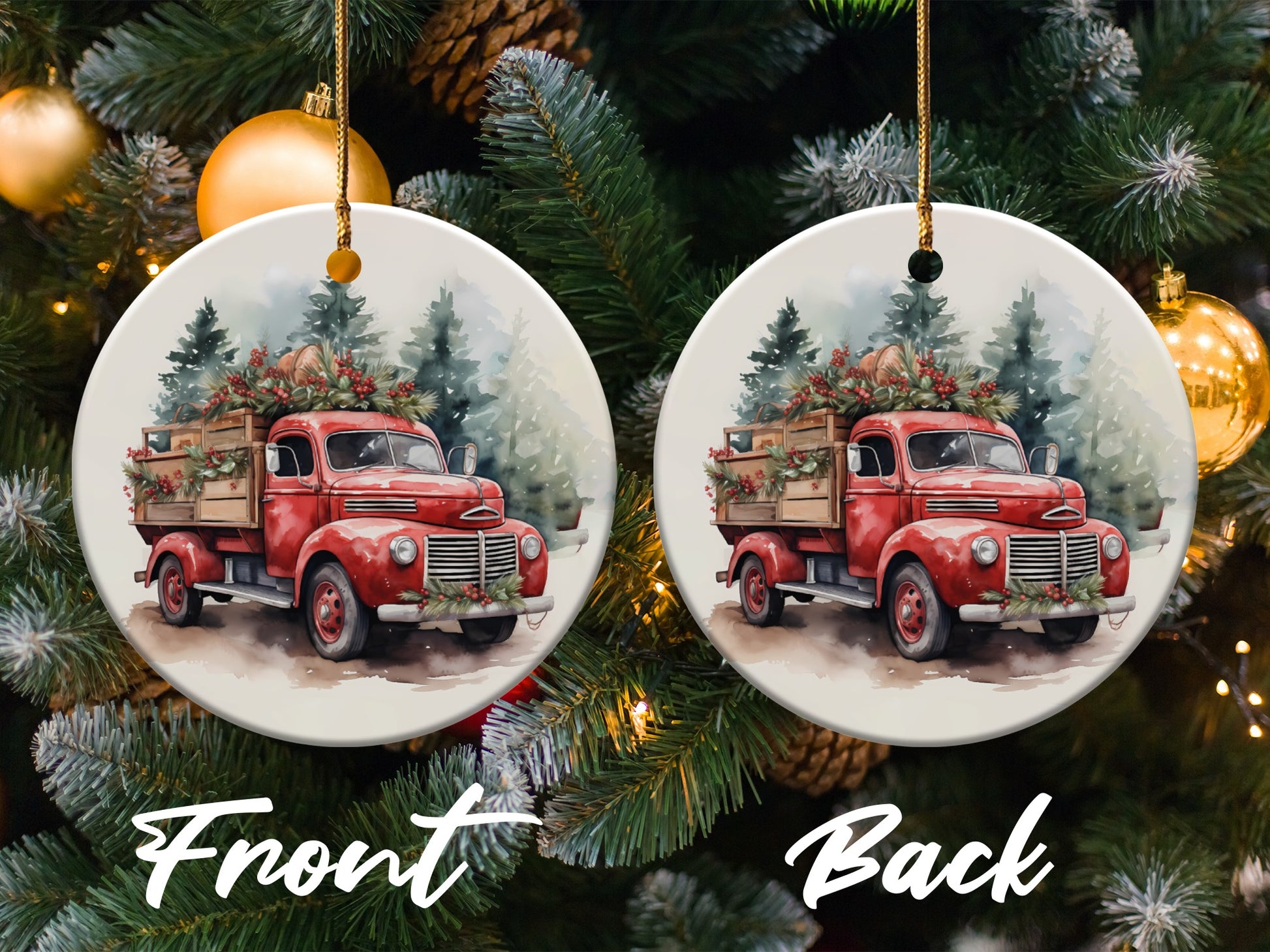 Vintage Red Truck Christmas Tree Ornament product type