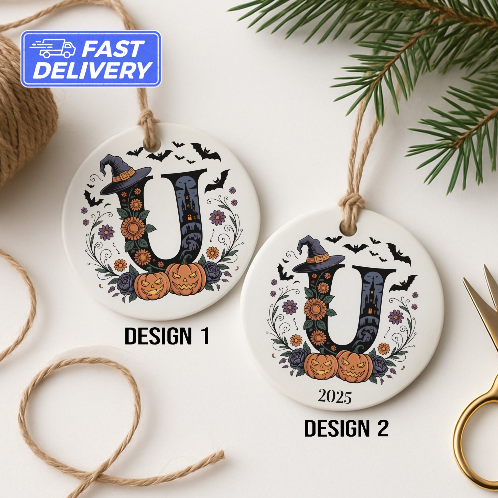 Personalized Initial Halloween Ornament product