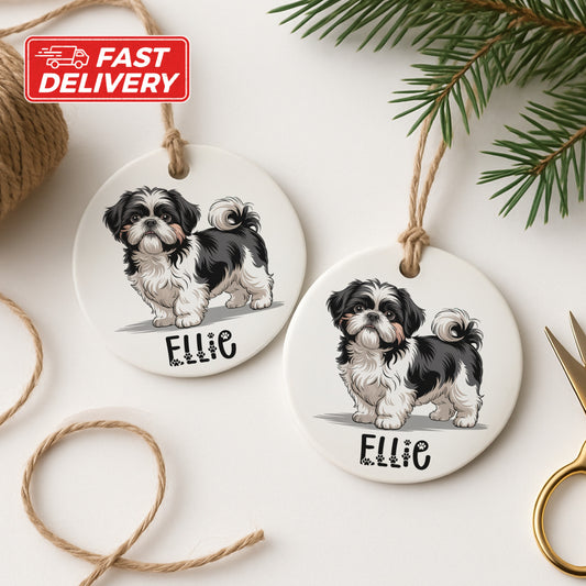 Custom Dog Illustration Ceramic Christmas Ornament product type