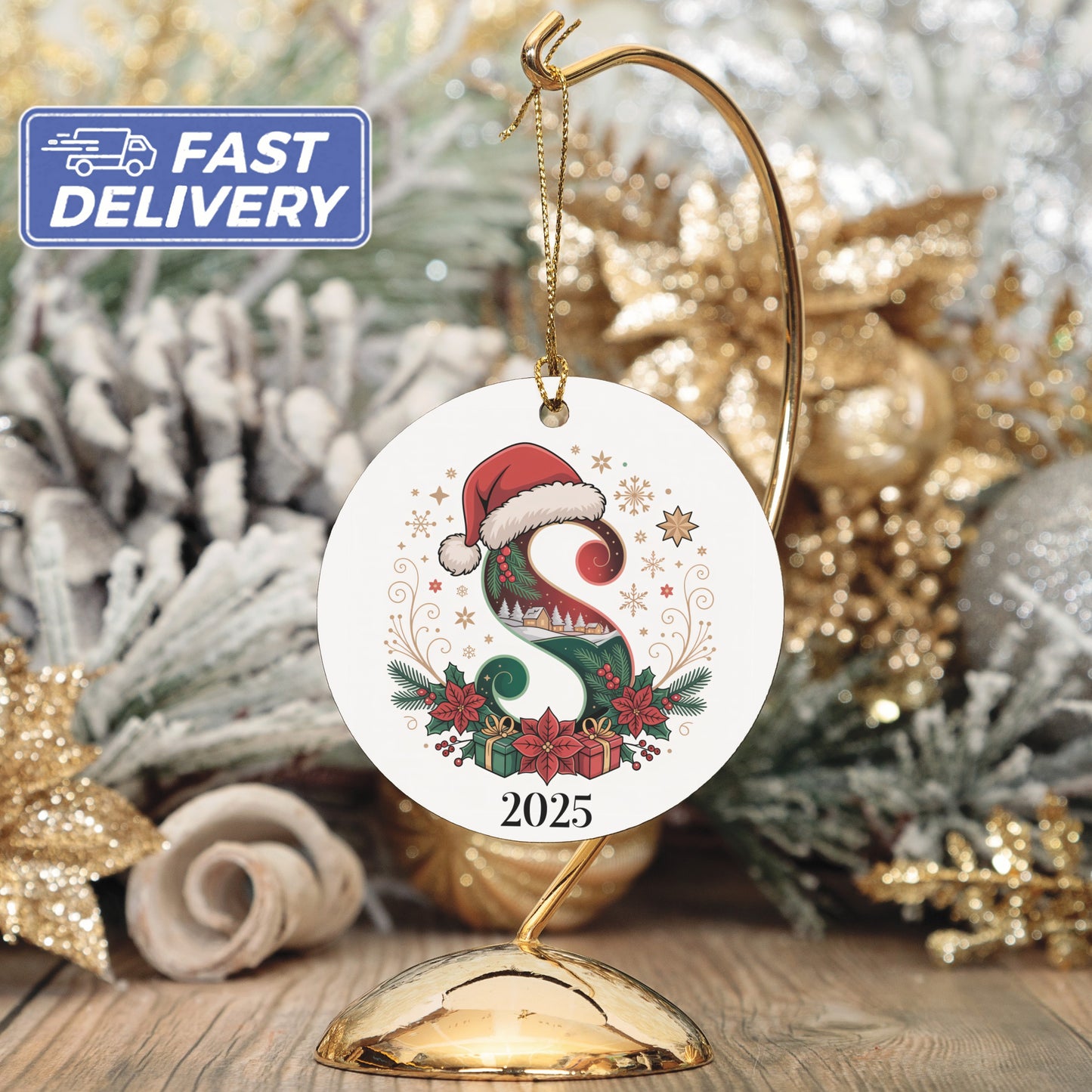 Personalized Santa Hat Holiday Ornament 2025 product type