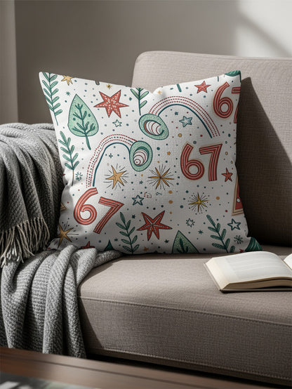 Colorful Star and Leaf Pattern Design Pillow