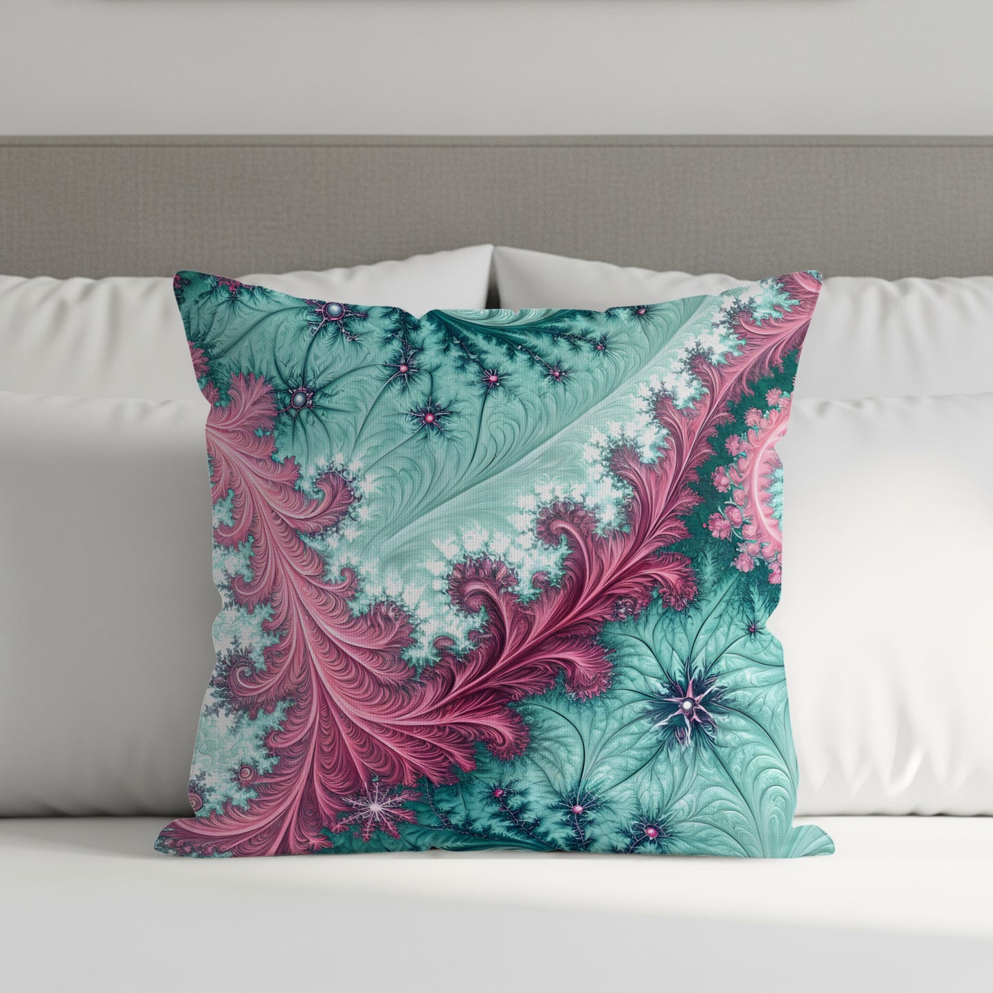 Vibrant Abstract Fractal Design Throw Pillow Cover