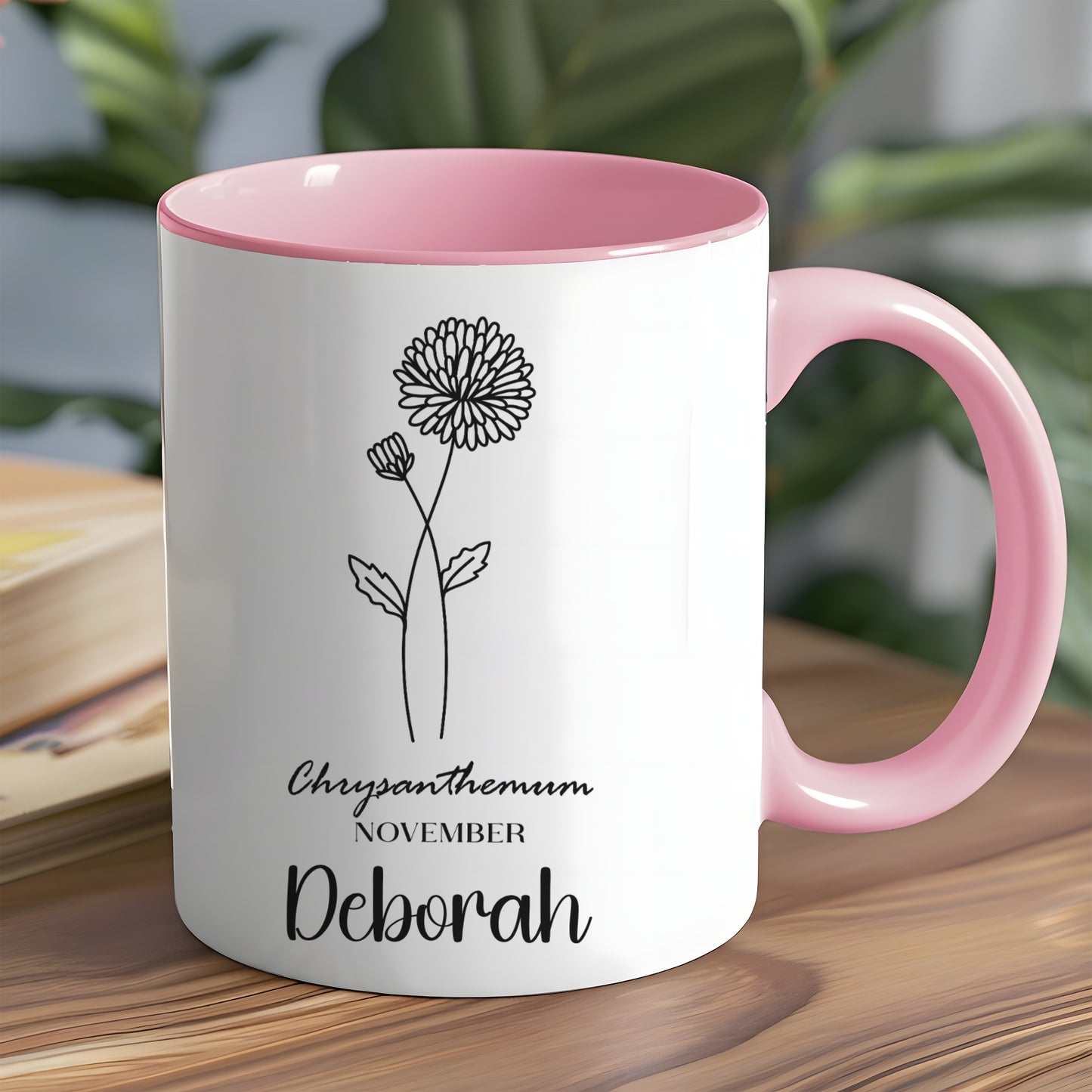 Chrysanthemum November Personalized Deborah Mug