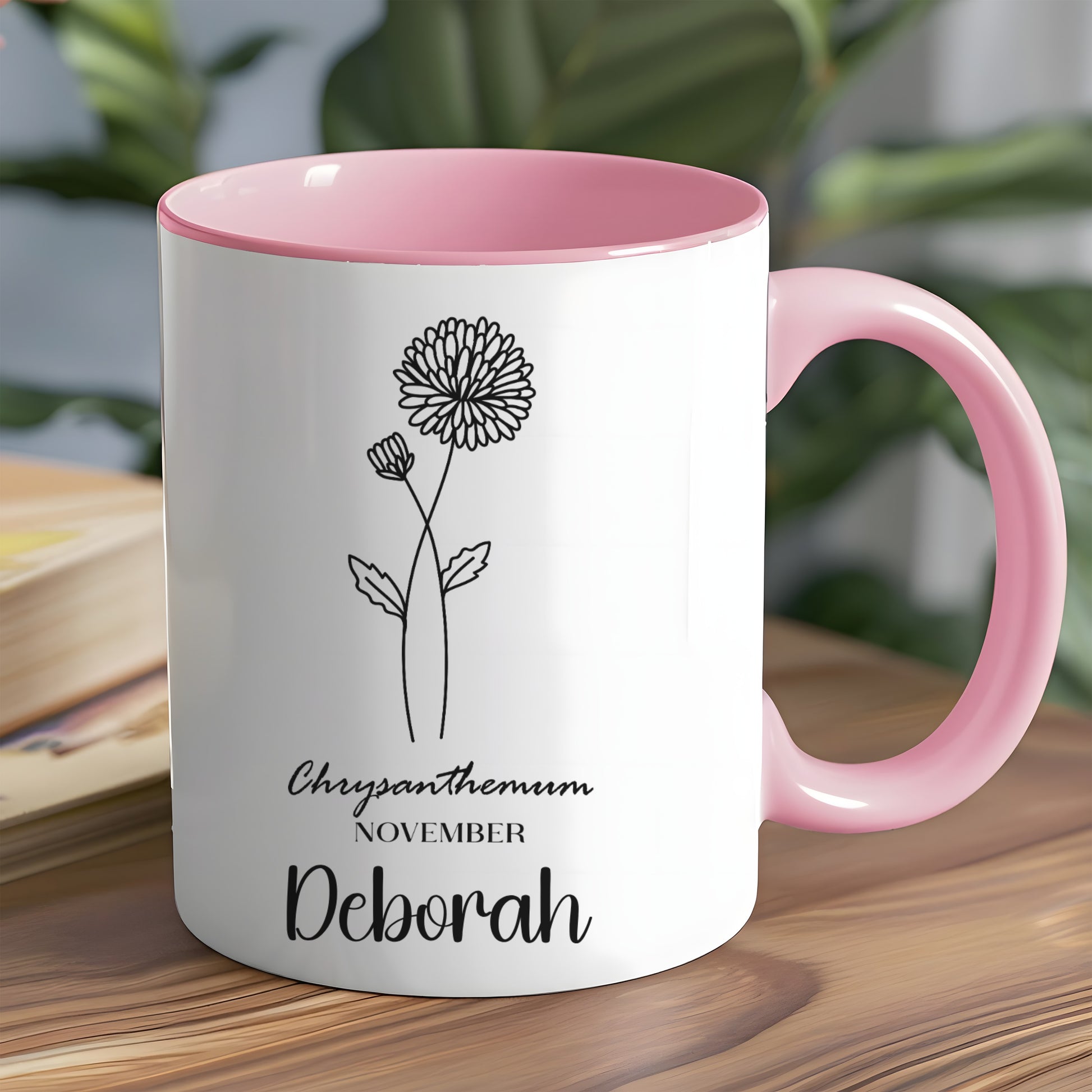 Chrysanthemum November Personalized Deborah Mug