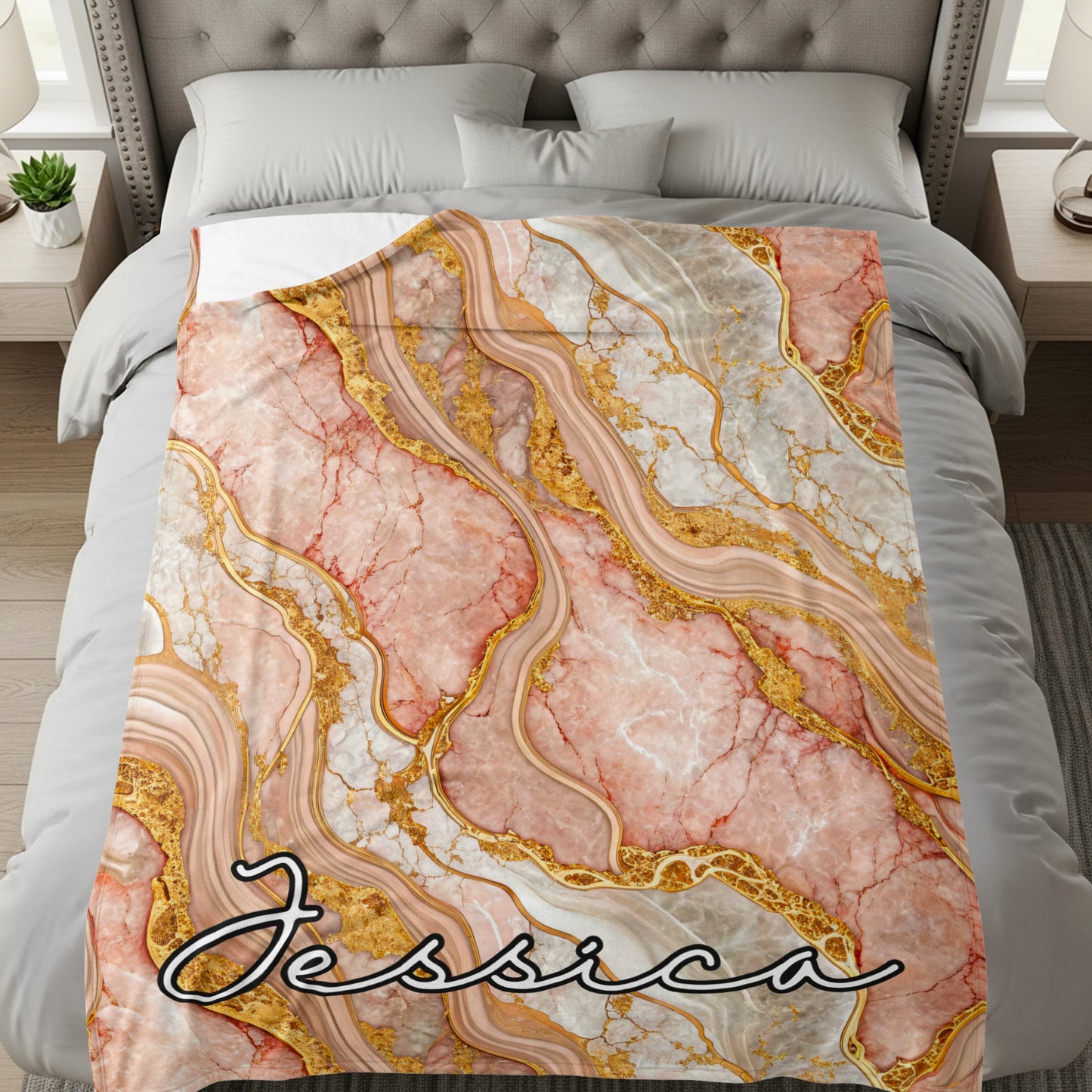 Personalized Jessica Marble Design Bedding Blanket