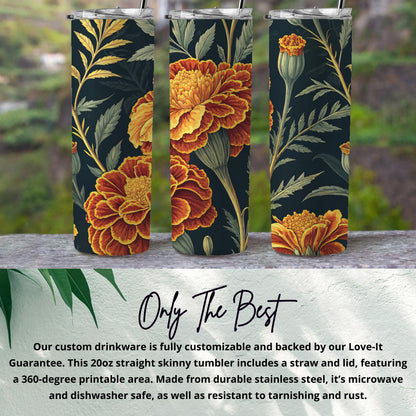 Customized Marigold Floral Design Skinny Tumbler