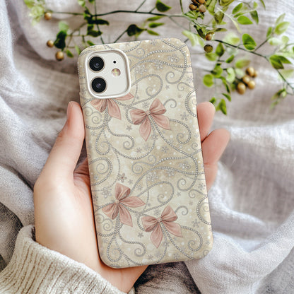 Elegant Bow Design Phone Case with Intricate Patterns