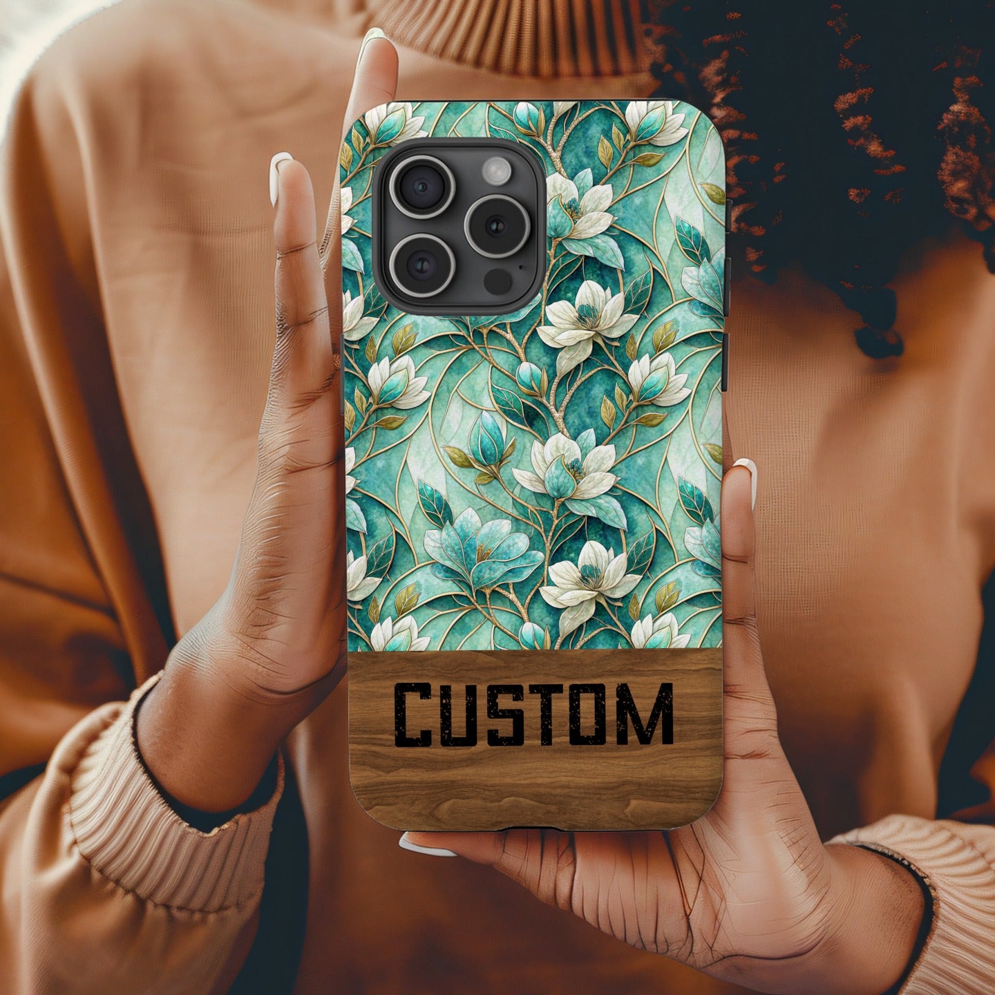 Custom Floral Patterned Phone Case with Personalized Text