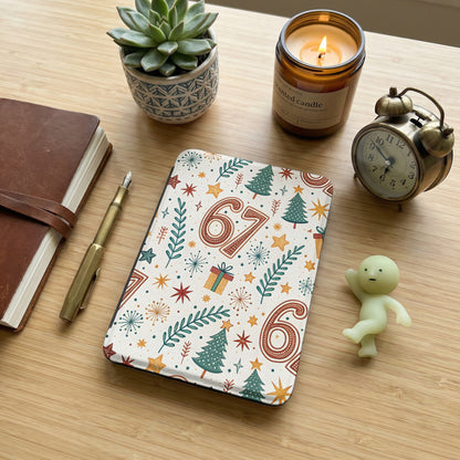 Festive Holiday Design Notebook Cover with Number 67