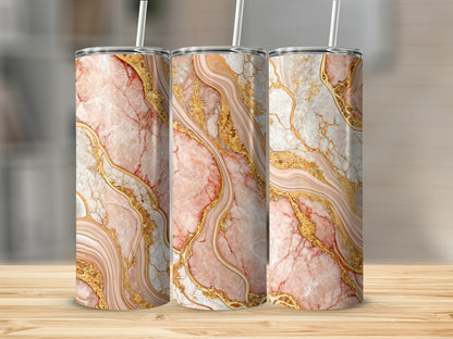 Elegant Gold and Pink Marble Tumbler Drinkware Cup