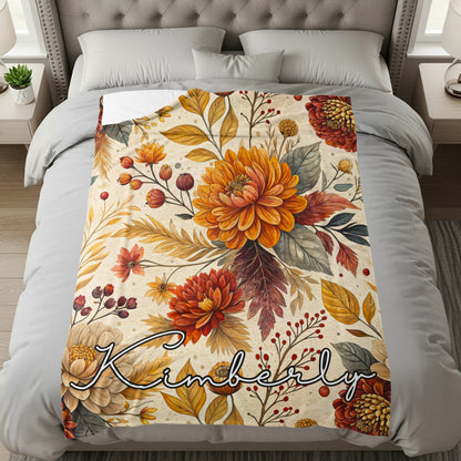 Personalized Floral Comforter with Name Kimberly