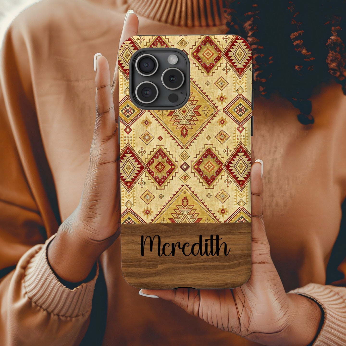 Geometric Design in Warm Tones Art Custom Phone Case - Walk Greener