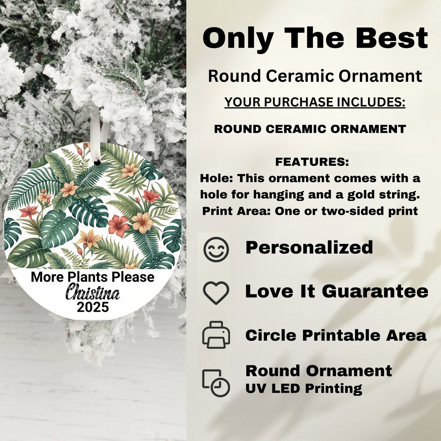 More Plants Please Round Ceramic Ornament product type
