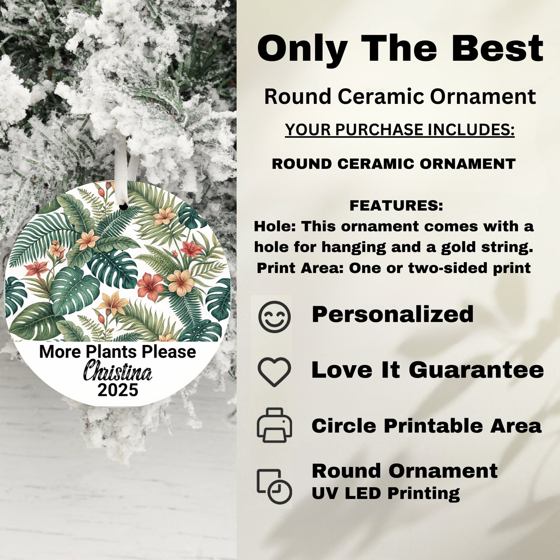 More Plants Please Round Ceramic Ornament product type