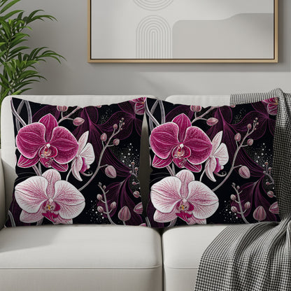 Elegant Pink Orchid Pattern Decorative Pillow Covers