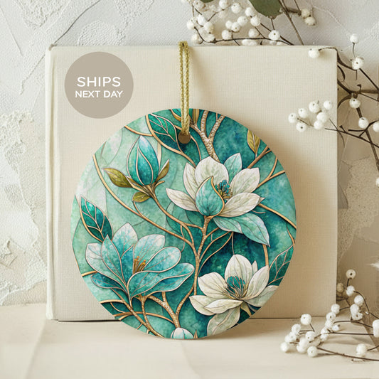 Elegant Floral Design Decorative Round Ornament