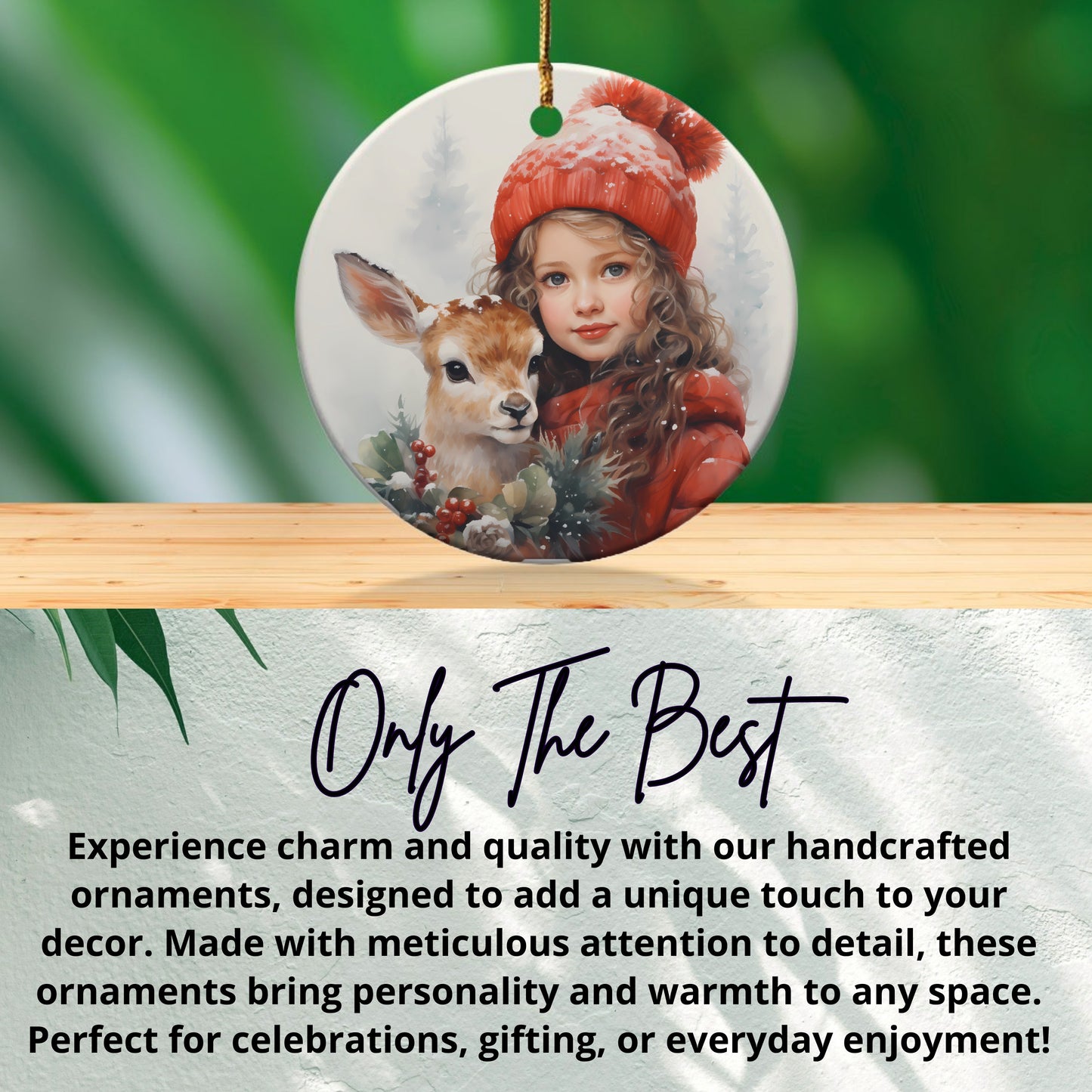 Personalized Ornament Girl and Deer Design product type