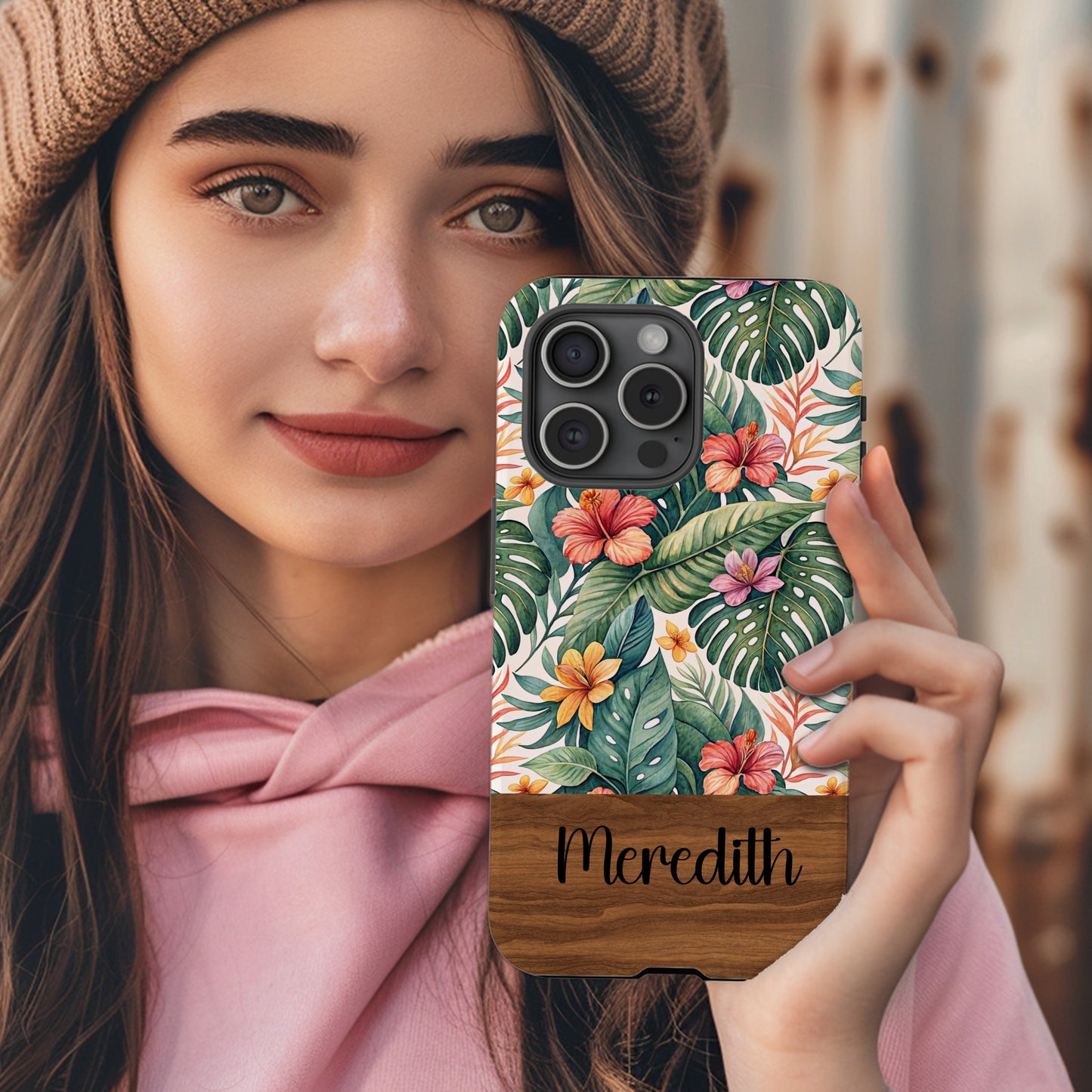 Tropical Floral Personalized Meredith Phone Case