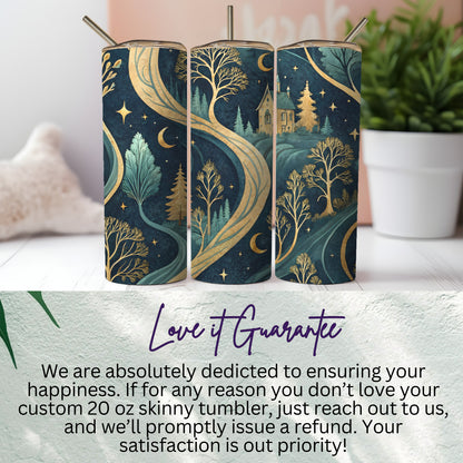 Custom 20 oz Skinny Tumbler with Scenic Forest Design