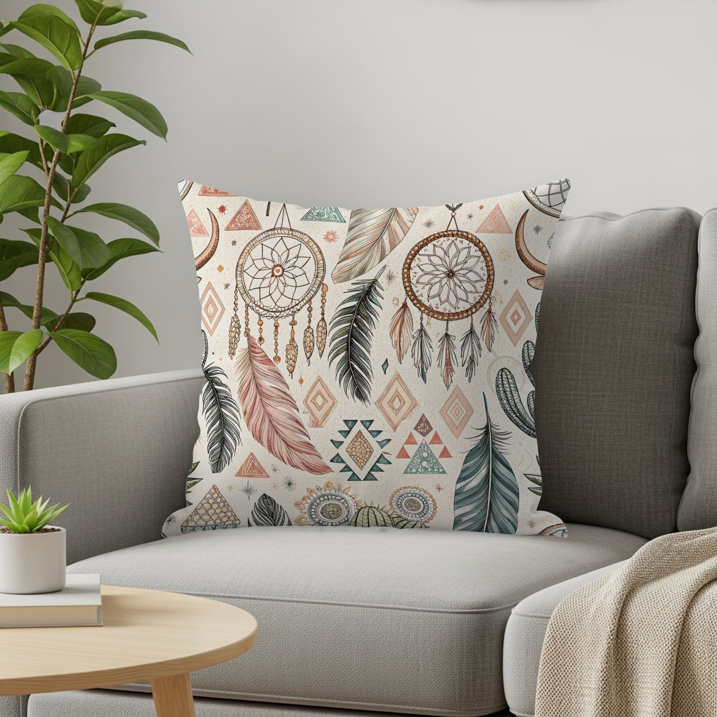 Dreamcatcher Pattern Decorative Throw Pillow for Home Decor