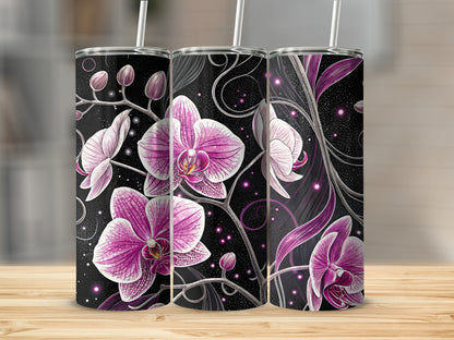 Pink Orchids and Sparkling Lights Elegant Design Tumblers - Walk Greener