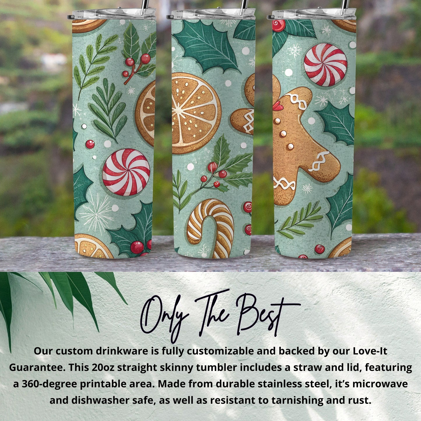 Holiday Themed Customizable Straight Skinny Tumbler