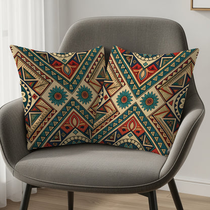 Vibrant Geometric Pattern Decorative Pillow Set