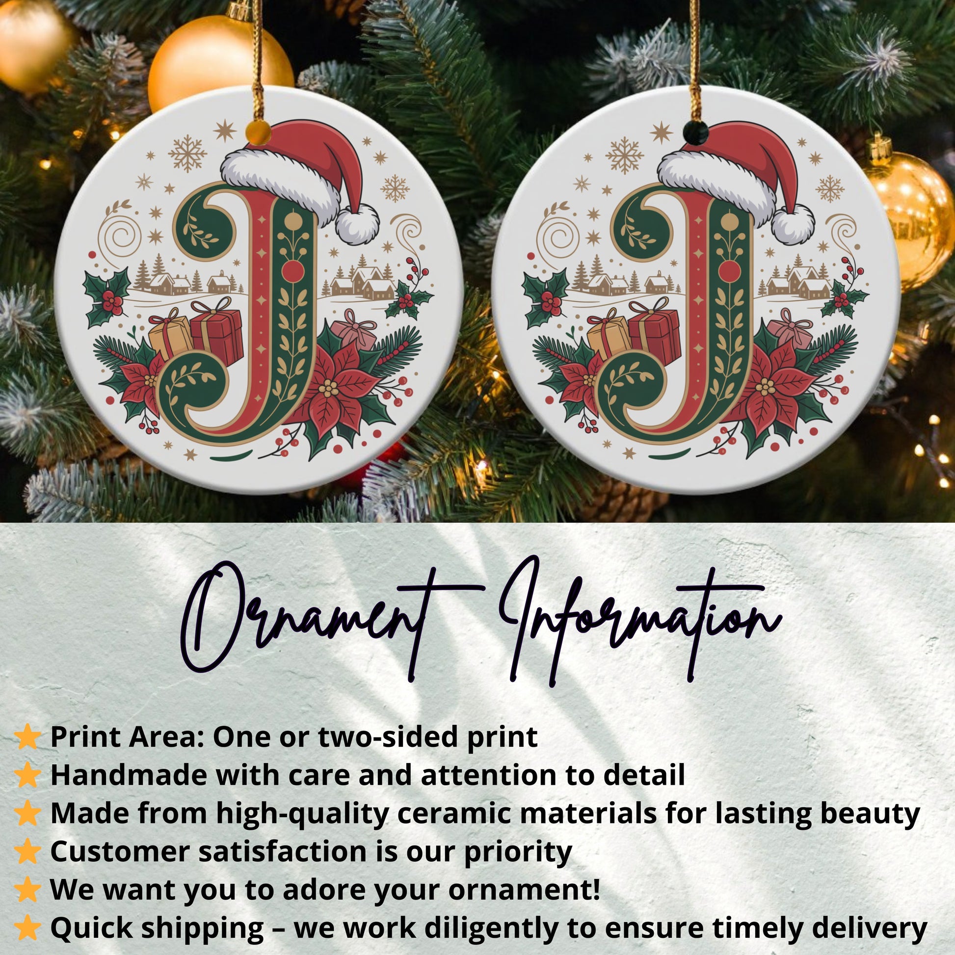 Christmas Ornaments with Santa Hat and Gifts product type