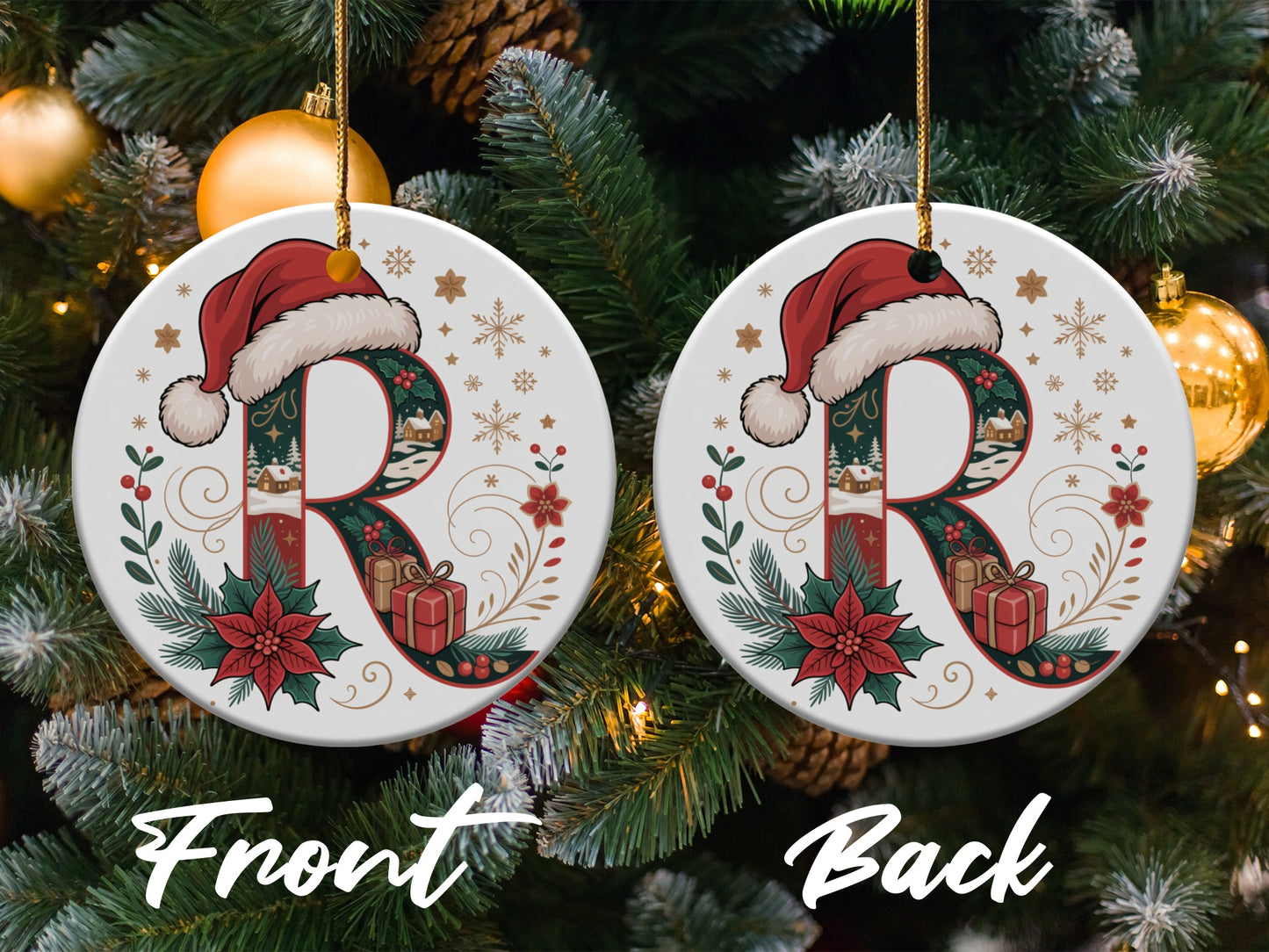Festive Initial Ornaments Christmas Ornaments Holiday Decor product