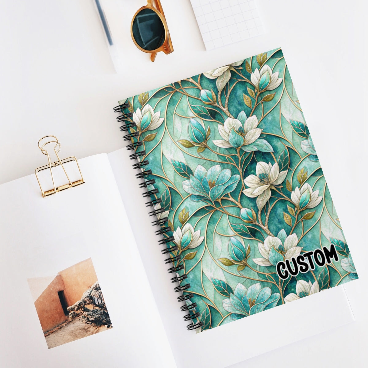 Floral Design Custom Spiral Bound Notebook