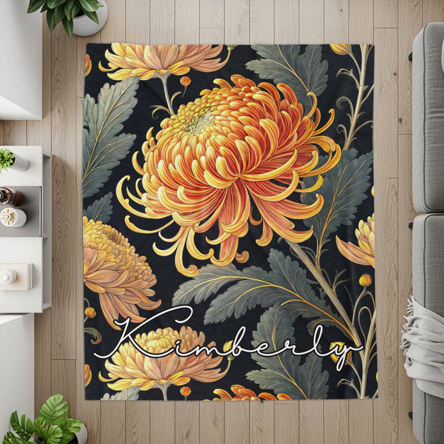 Kimberly Yellow Chrysanthemum Flower Area Rug