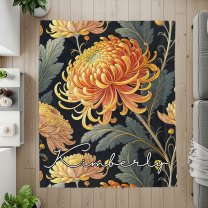 Kimberly Yellow Chrysanthemum Flower Area Rug