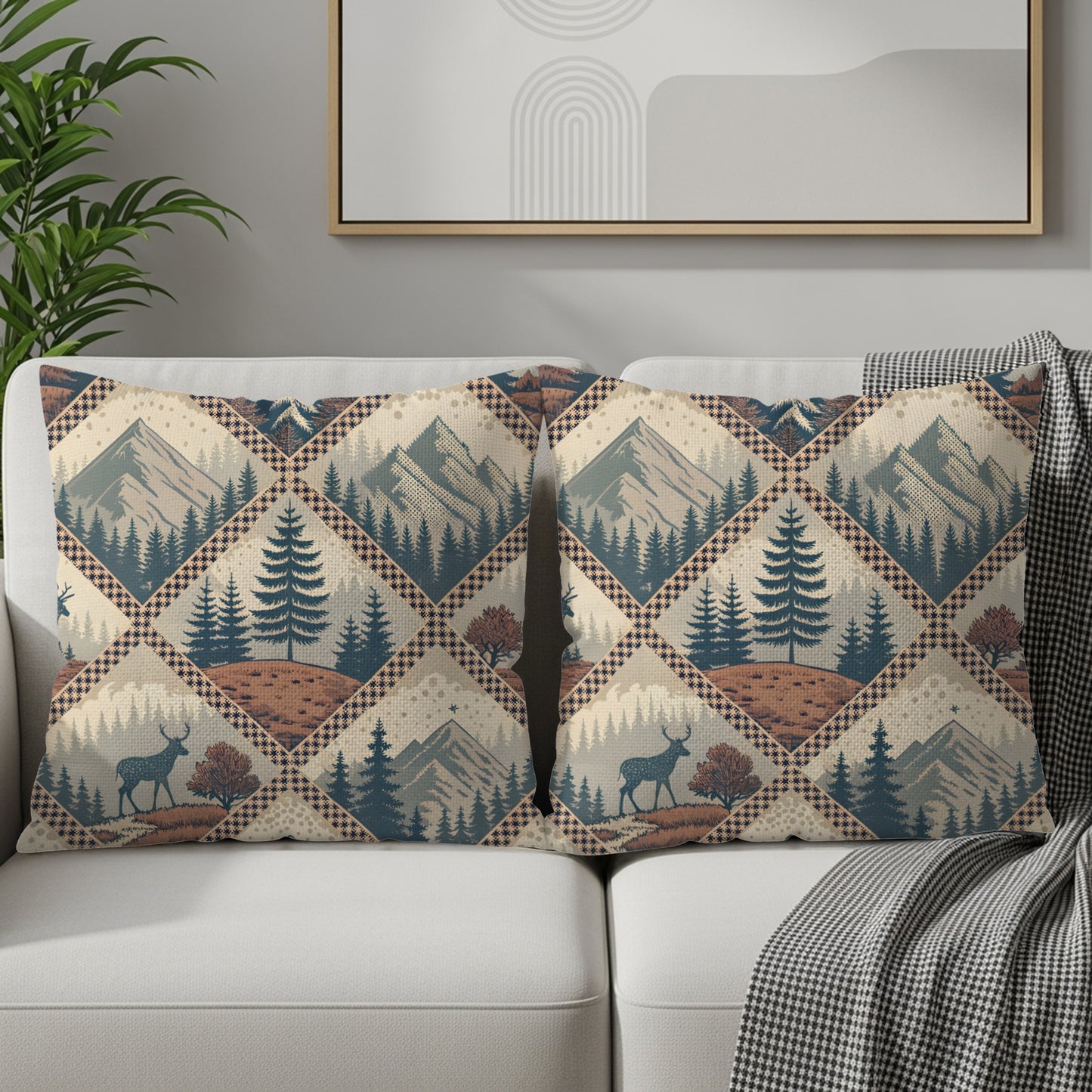 Mountain Pine Forest With Deer Decorative Pillows & Pillow Cases - Walk Greener