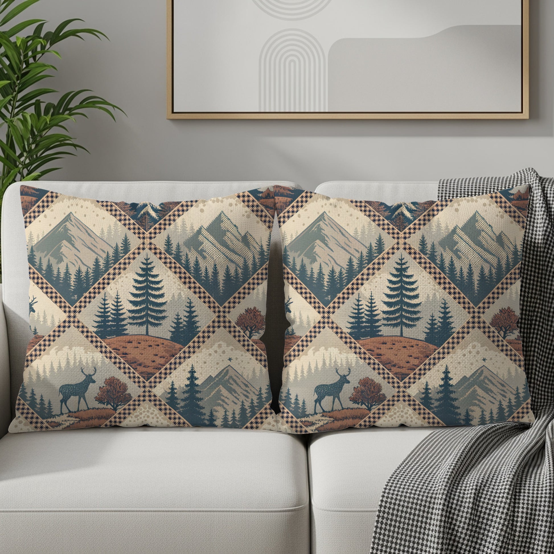 Mountain Pine Forest With Deer Decorative Pillows & Pillow Cases - Walk Greener