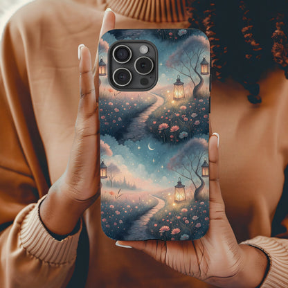 A Pathway with Lanterns in a Dreamy Field Custom Phone Case - Walk Greener