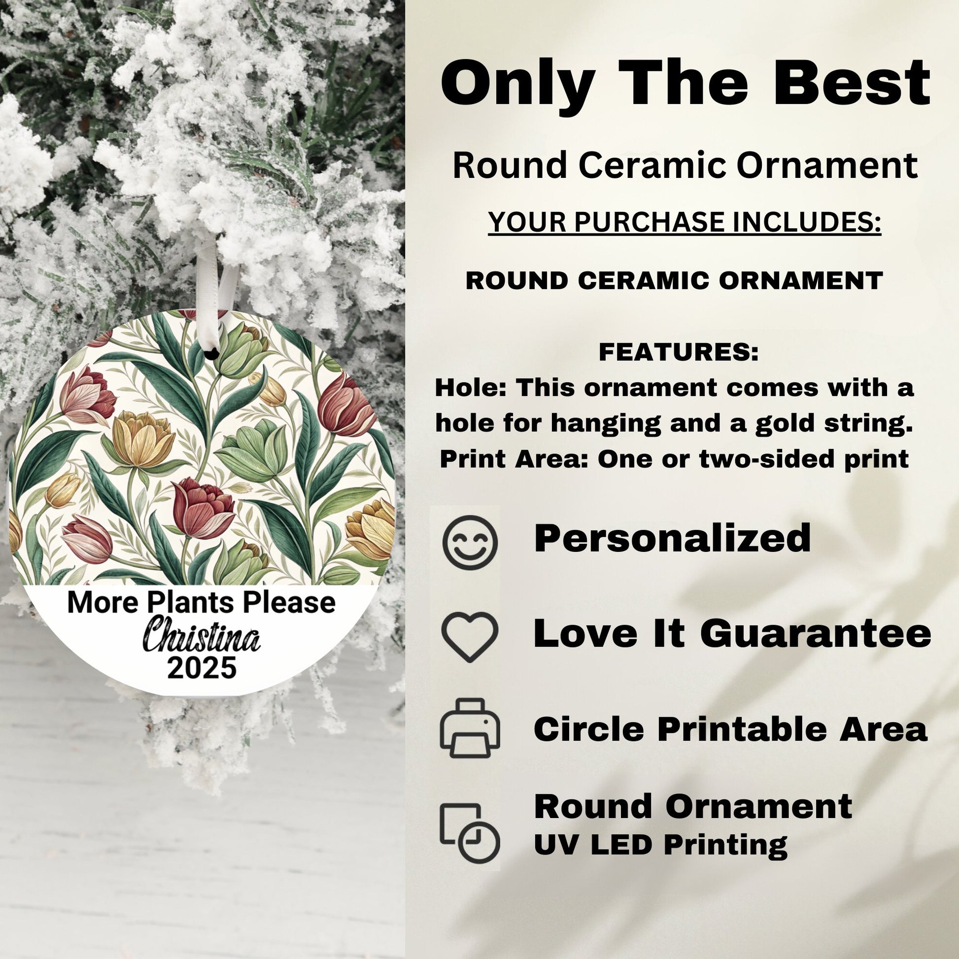 More Plants Please Personalized Round Ornament product