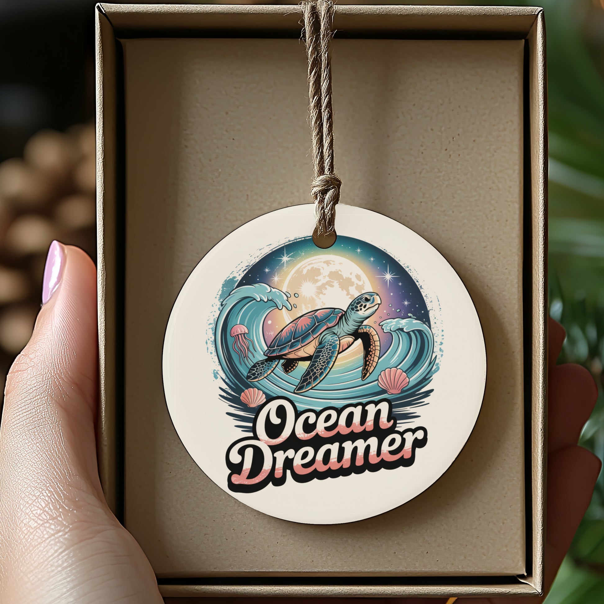 Ocean Dreamer Turtle Design Round Ornament product